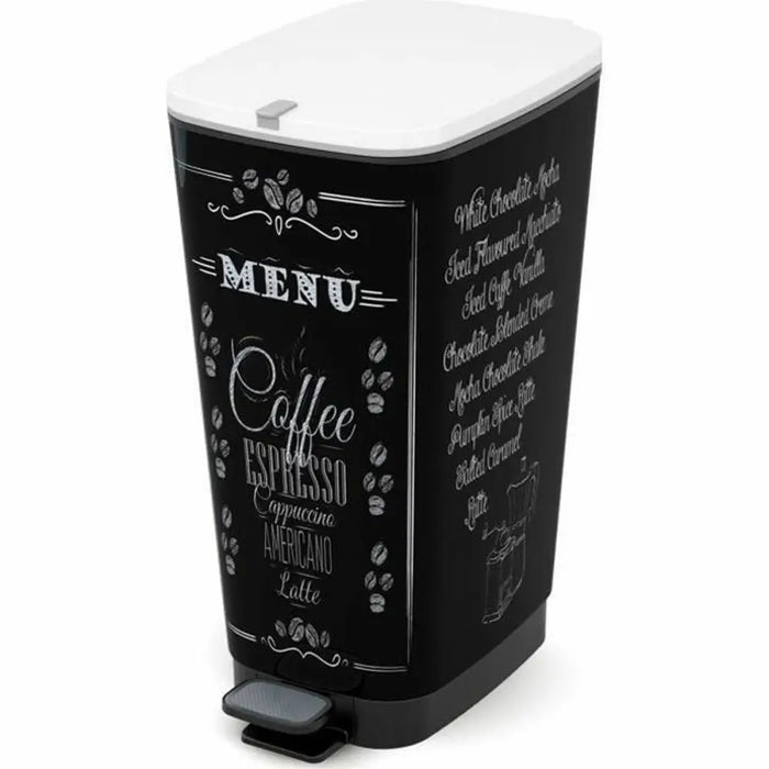Waste bin with pedal KIS CHIC Coffee Motif Black 50 L - Почистване Прахосмукачки И Гладене<<<Дом