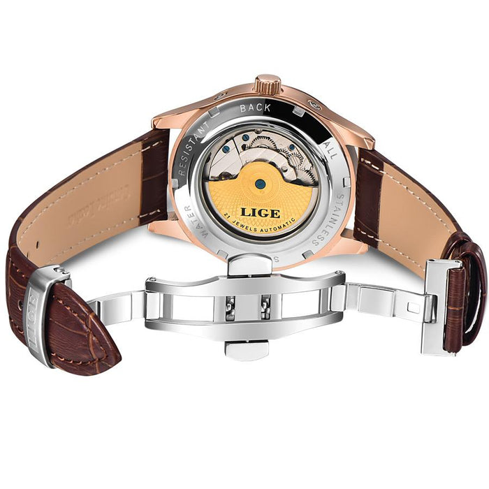 Waterproof male quartz watch LIGE 6826 moon phase - Men’s Watches