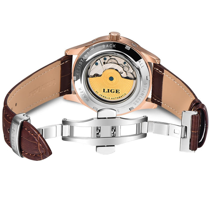Waterproof male quartz watch LIGE 6826 moon phase - Men’s Watches