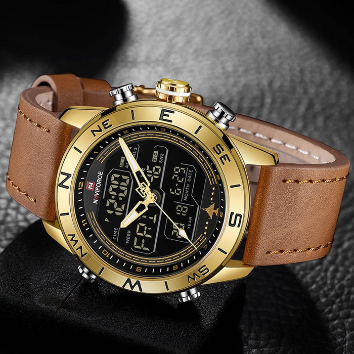 Waterproof male quartz watch with dual display NAVIFORCE 9144 - Men’s Watches