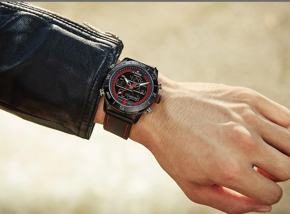 Waterproof male quartz watch with dual display NAVIFORCE 9144 - Men’s Watches