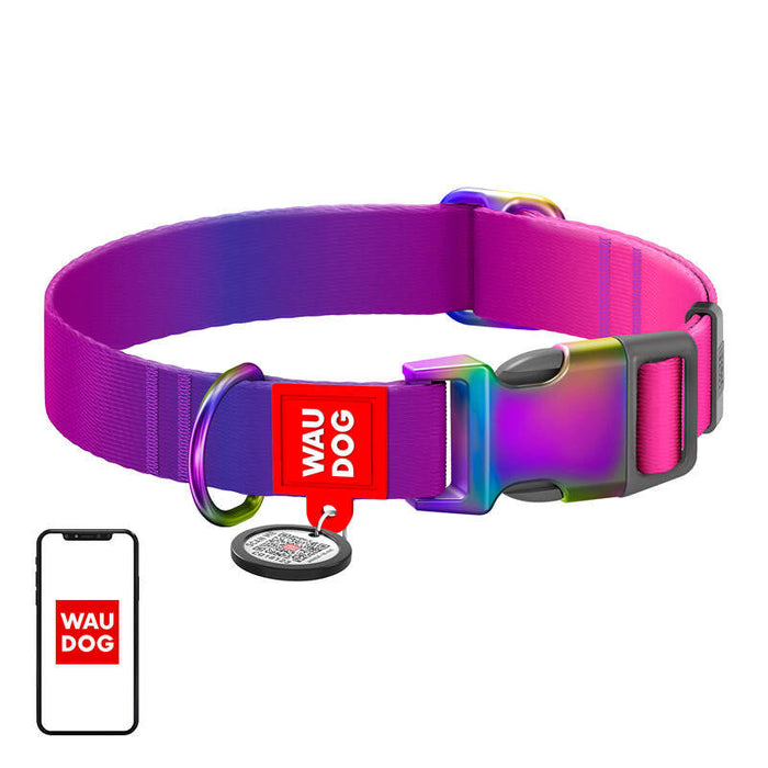 Waudog gradient nylon dog collar with QR code purple size XL - Walking and transportation<<<Pets<<<InnproXML