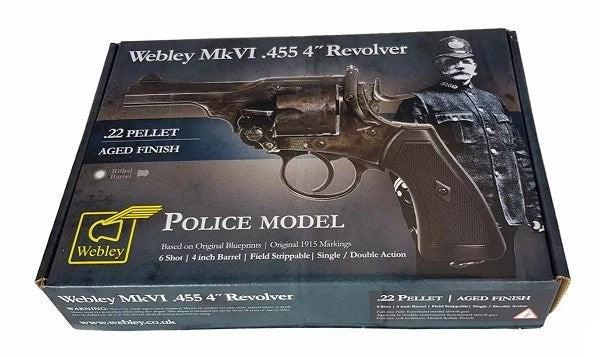 WEBLEY MKVI .455 Police cal.5.5 mm Diabolo cartridge revolver 6-shot. 4’ barrel CO2 Battlefield Ekp to17J
