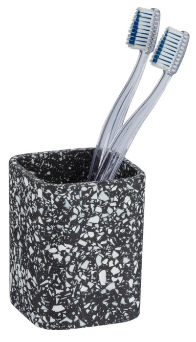 TOOTH BRUSH CUP TERRAZZO BLACK