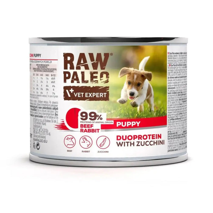 Wet food VETEXPERT RAW PALEO Duoprotein Beef & Rabbit Puppy Beef 200 g - Хранене на домашни любимци<<<Домашни
