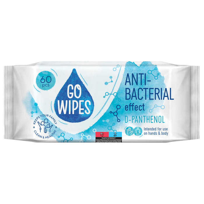 WET WIPES ANTIBACTERIAL D-PANTENOL 60PCS WET GO WIPES