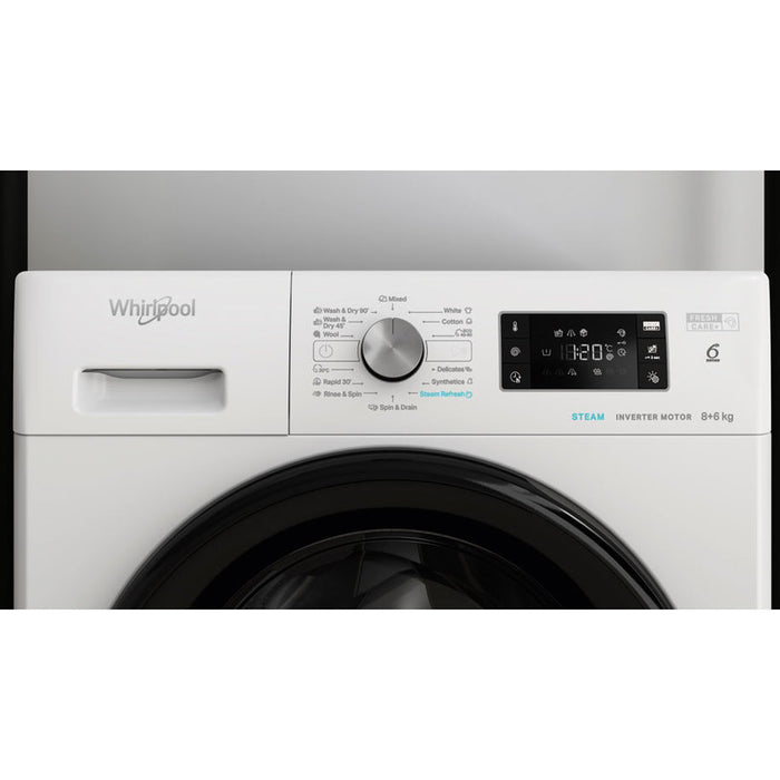 Washing machine with dryer WHIRLPOOL FFWDB 864349 BV EE, 8/6 kg, FreshCare+, 1400 rpm.