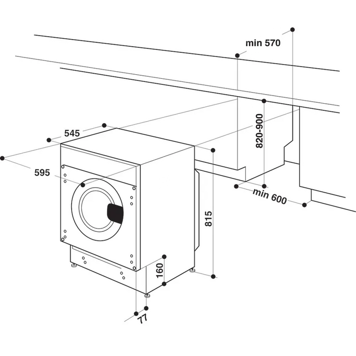 Built-in washing machine WHIRLPOOL BI WMWG71483E EU, 7 kg, FreshCare+