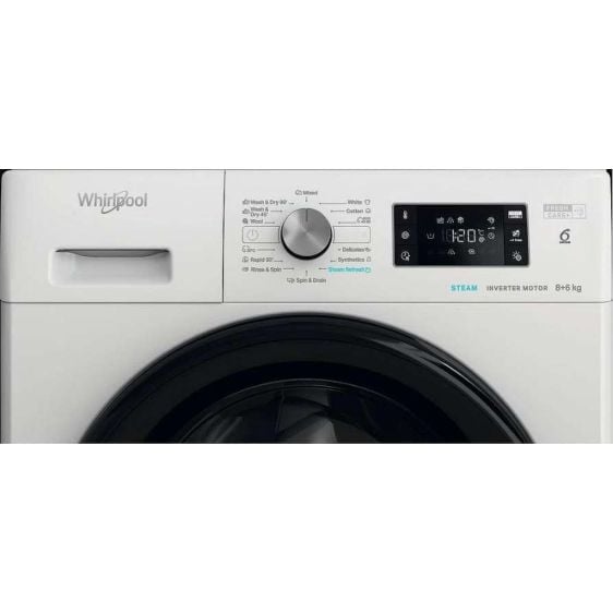 Washing machine with dryer WHIRLPOOL FFWDB 864349 BV EE, 8/6 kg, FreshCare+, 1400 rpm.