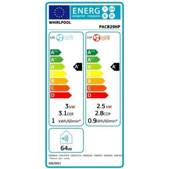 Mobile air conditioner and dehumidifier WHIRLPOOL PACB29HP B, 9000 BTU