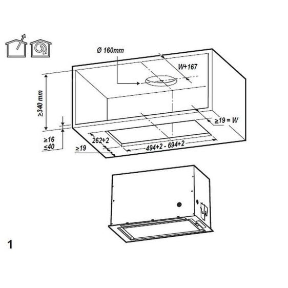 Built-in hood WHIRLPOOL WCT3 63F LTX