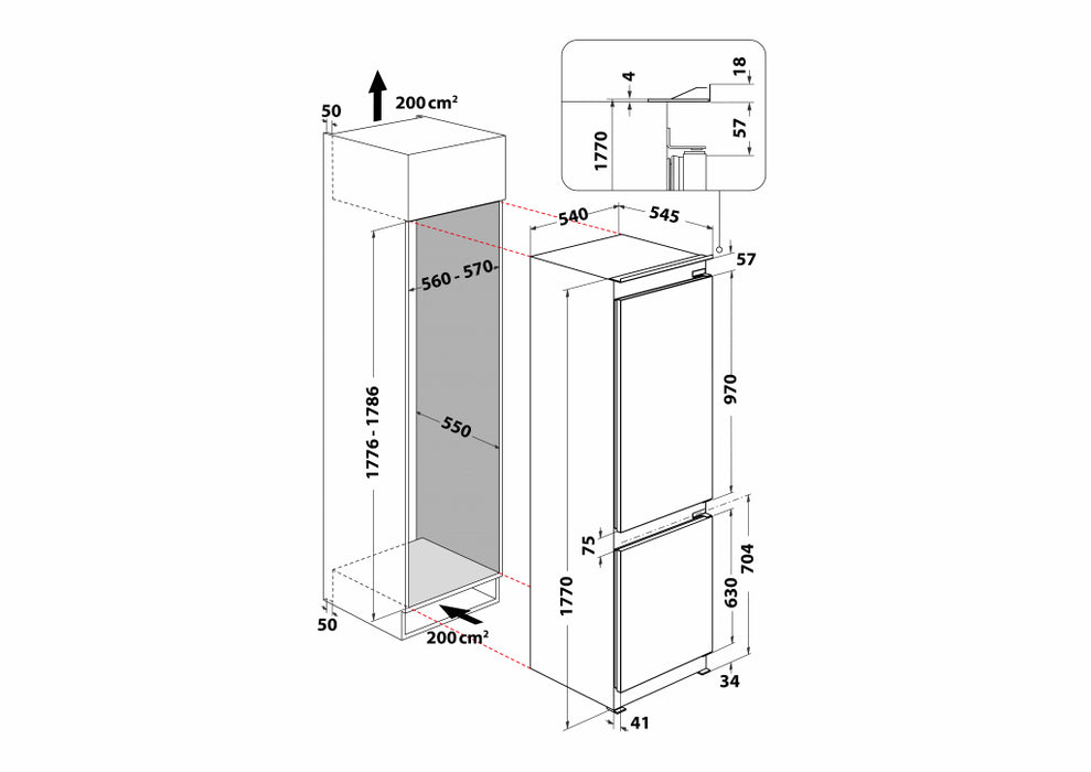 Whirlpool WHC18 T132 built-in refrigerator