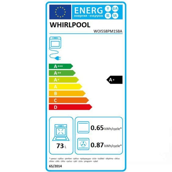 Built-in oven WHIRLPOOL WOI5S8PM1SBA, 73 l, Pyrolysis, A+