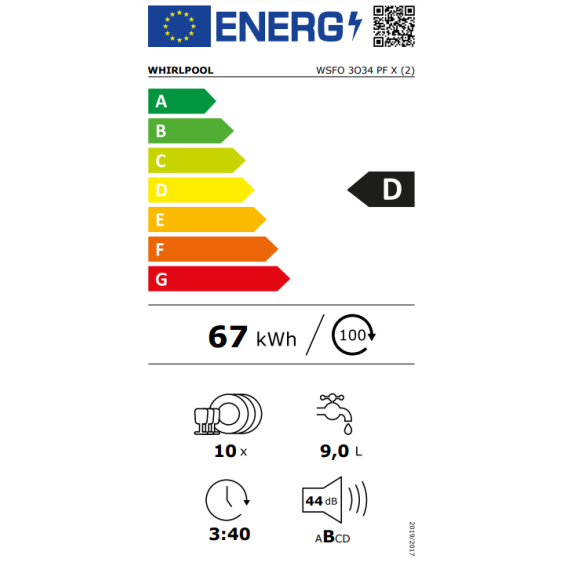 WHIRLPOOL WSFO3O34PF X dishwasher