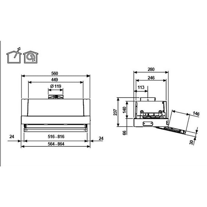 Built-in hood Whirlpool WSK64FLSX