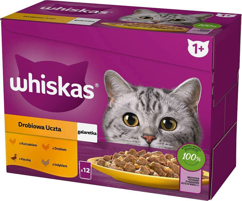 WHISKAS sachet jelly poultry, duck, turkey, chicken - wet cat food - 12x85 g