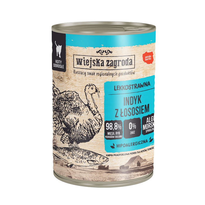 WIEJSKA ZAGRODA Turkey with salmon - wet cat food - 400g
