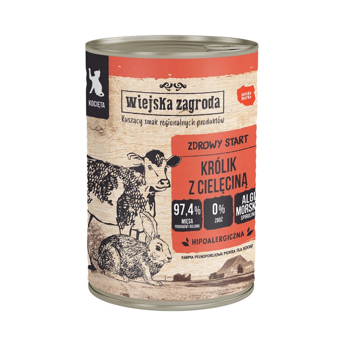 WIEJSKA ZAGRODA Rabbit with veal for kittens - wet cat food - 400g
