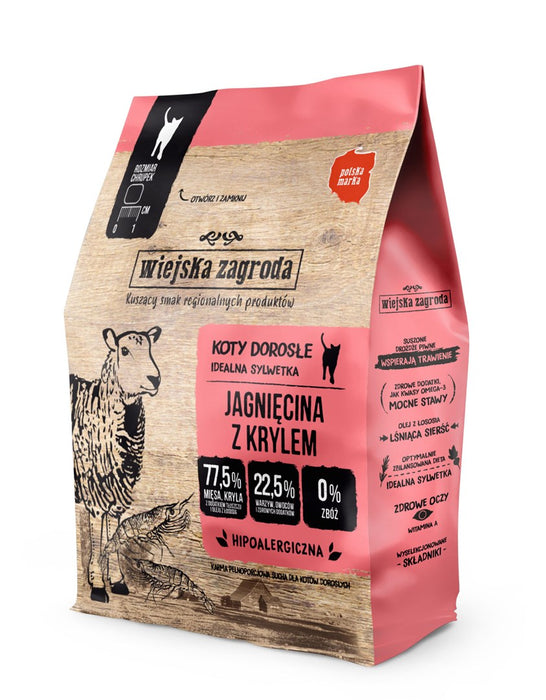 WIEJSKA ZAGRODA Lamb with krill - dry cat food - 400g