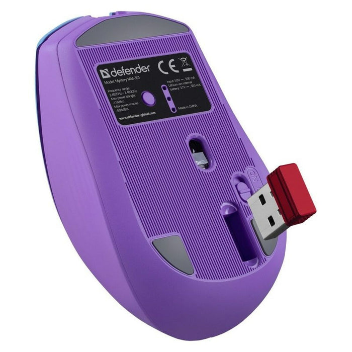 Wireless Bluetooth Mouse Defender MISTERIO MM-301 Purple - Гейминг Мишка и Подложка за Мишка<<<Компютър