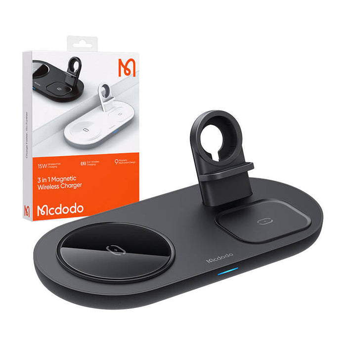 Wireless Charger Mcdodo CH-7061 3 in 1 15W (mobile/TWS/Apple watch) (black) - Car chargers<<<Chargers<<<GSM