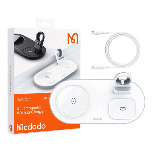 Wireless Charger Mcdodo CH-7062 3 in 1 15W (mobile/TWS/Apple watch) (white) - Car chargers<<<Chargers<<<GSM