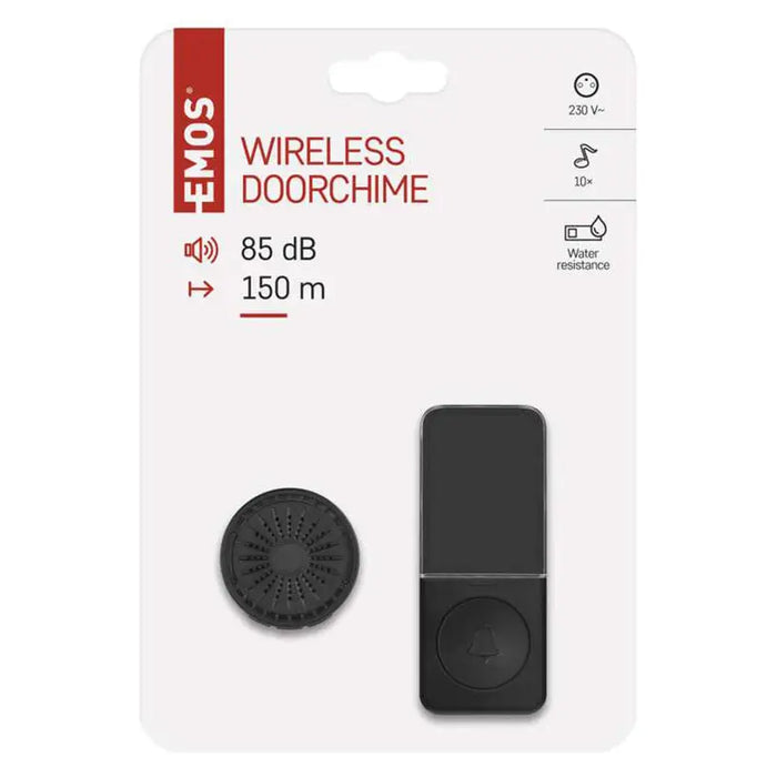 WIRELESS DOORBELL 220V BLACK COMPACT EMOS - Звънци<<<Електроматериали<<<Строителни
