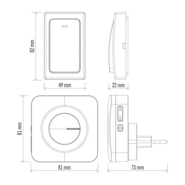 WIRELESS DOORBELL WITH KINETIC BUTTON 220V EMOS P5731 - Звънци<<<Електроматериали<<<Строителни