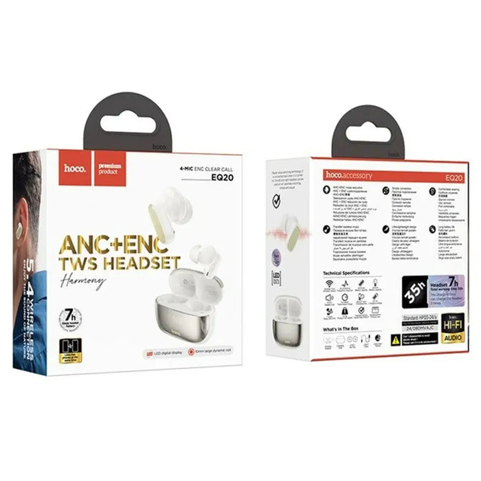 Wireless Earphones with Charging Case Hoco EQ20 Rhyme White - Микрофони и слушалки<<<Електроника Периферни и резервни