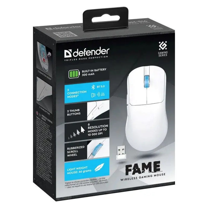 WIRELESS MOUSE DEFENDER FAME GM-516 RF + BT 10000DPI 6P WHITE - Gaming mouseGAM-MYS<<<PC GamingGAM<<<ActionPL