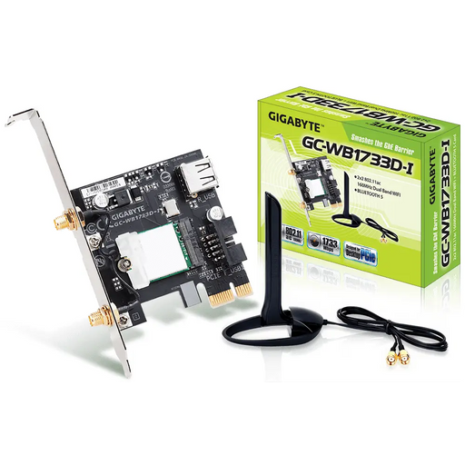 Wireless PCI Express adapter Gigabyte GC-WB1733D-I 2x2 802.11ac 160MHz Bluetooth 5.0 - Безжични адаптери<<<Мрежово