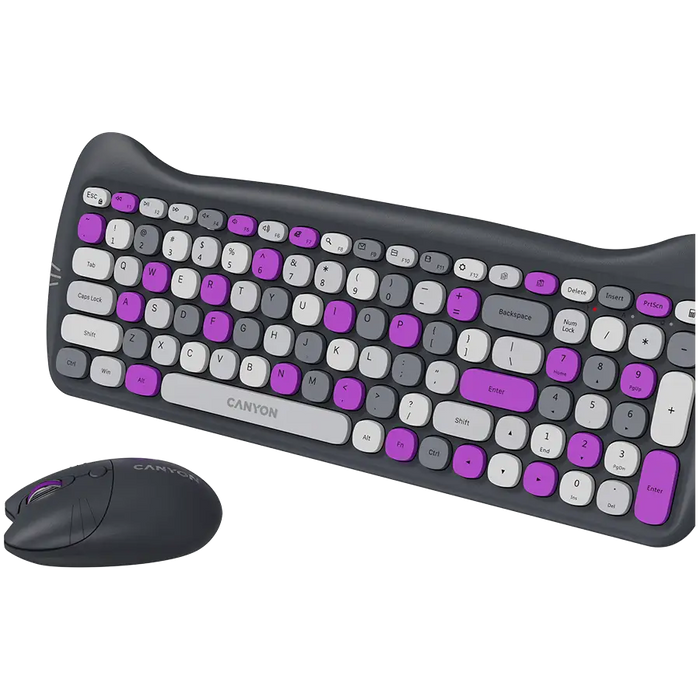 Wireless Set Keyboard Mouse Pad CANYON KITTY EDITION CNS-HSETW6VT CNS-HSETW6VT - Клавиатури<<<Периферия<<<Компютри и