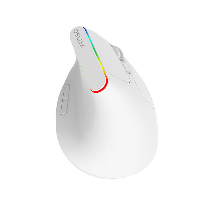 Wireless Vertical Mouse Delux M618C 2.4G 1600DPI RGB (white) - Vertical mice<<<Mice<<<Gaming<<<InnproXML