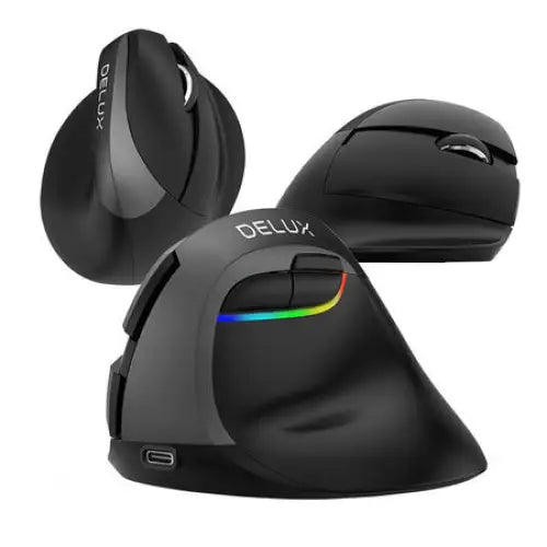 Wireless Vertical Mouse Delux M618Mini BT + 2.4G RGB 4000DPI (Iron Gray) - Vertical mice<<<Mice<<<Gaming<<<InnproXML