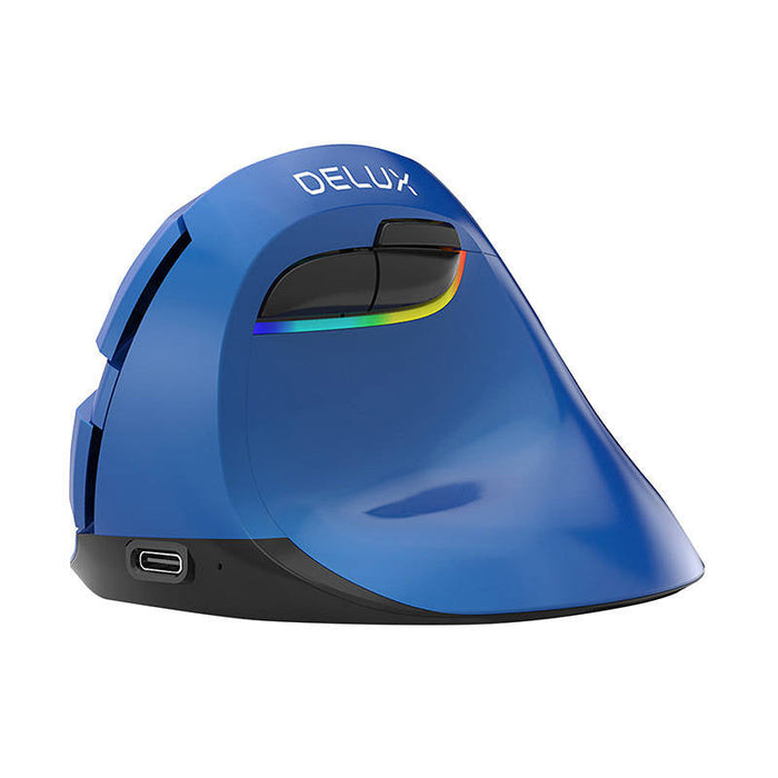 Wireless Vertical Mouse Delux M618Mini BT4.0 + 2.4Ghz 4000DPI RGB (blue) - Vertical mice<<<Mice<<<Gaming<<<InnproXML