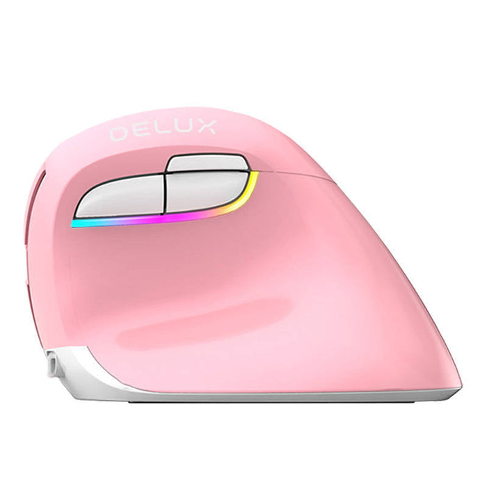 Wireless Vertical Mouse Delux M618Mini DB BT + 2.4G 2400DPI (pink) - Vertical mice<<<Mice<<<Gaming<<<InnproXML