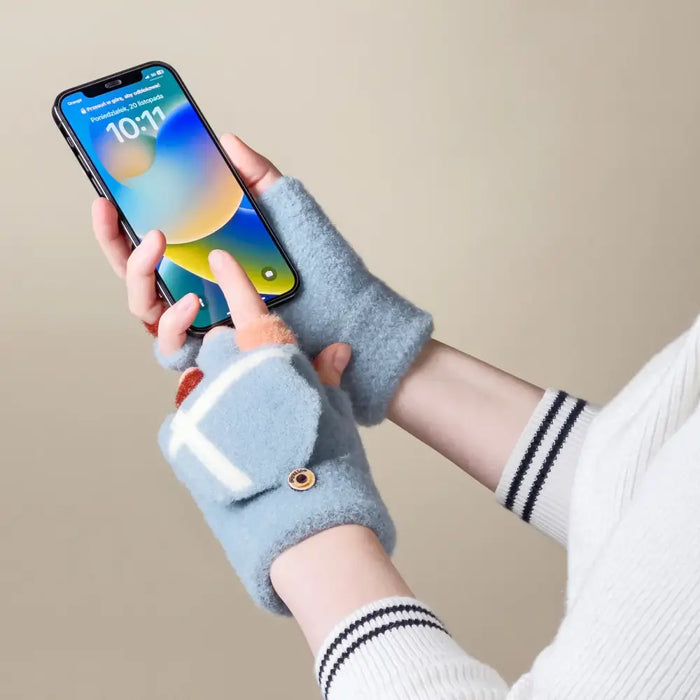 Women’s/children’s winter telephone gloves - blue - Cycling gloves<<<HurtelXML