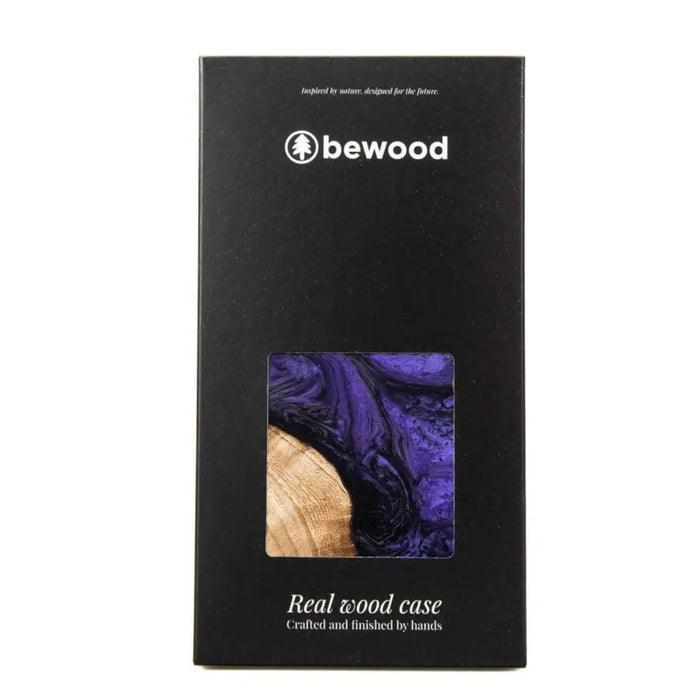 Wood and Resin Case for iPhone 14 Pro Max MagSafe Bewood Unique Violet - Purple and Black - Cell phone cases
