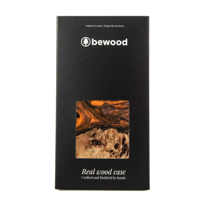 Wood and resin case for iPhone 15 MagSafe Bewood Unique Orange - orange and black - Cell phone cases
