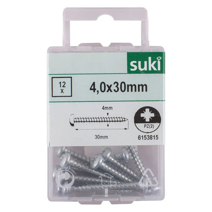 WOOD SCREW 4X30 MM SUKI 12 PCS - Винтове<<<Винтове и болтови съединения<<<Инструменти и железария<<<Praktiker