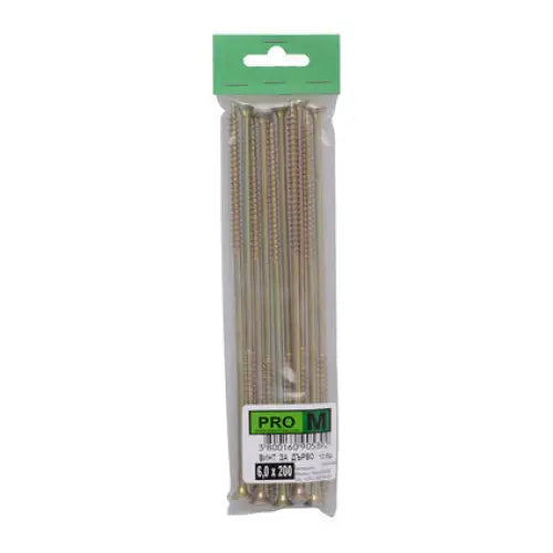 WOOD SCREW 6X200 MM PRO M 10 PCS - Винтове<<<Винтове и болтови съединения<<<Инструменти и железария<<<Praktiker