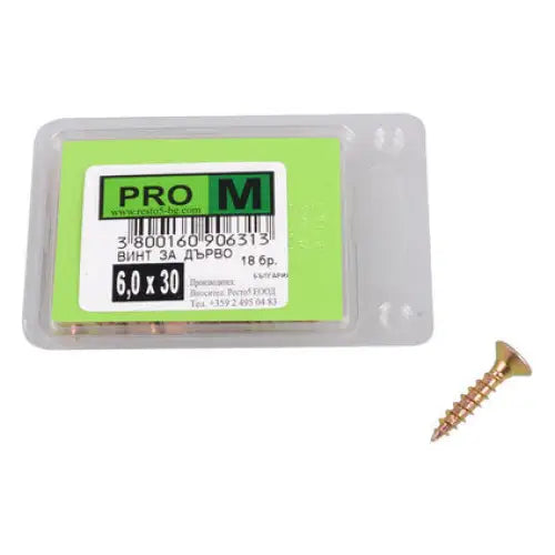 WOOD SCREW 6X30 MM PRO M 18 PCS - Винтове<<<Винтове и болтови съединения<<<Инструменти и железария<<<Praktiker