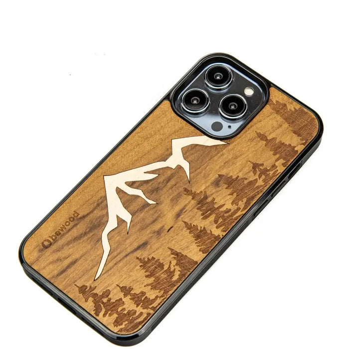 Wooden case for iPhone 15 Pro Max Bewood Imbuia Mountains - Cell phone cases and covers<<<HurtelXML