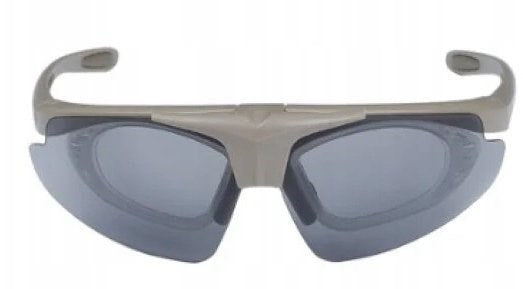 Wosport Tan shooting glasses - 3 interchangeable visors, strap