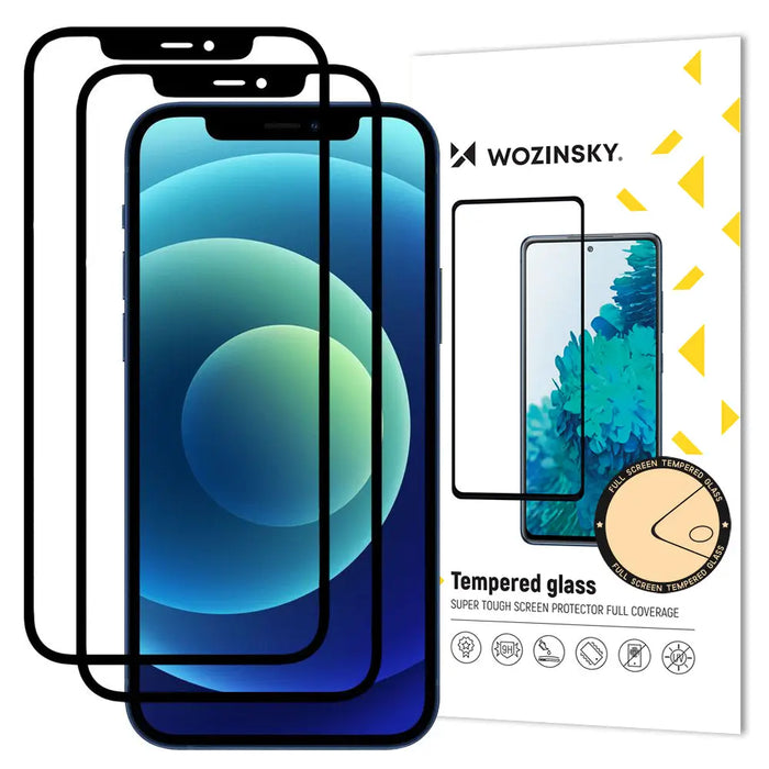Wozinsky 2x Tempered Glass Full Glue Super Tough Screen Protector Full Coveraged with Frame Case Friendly for iPhone 12