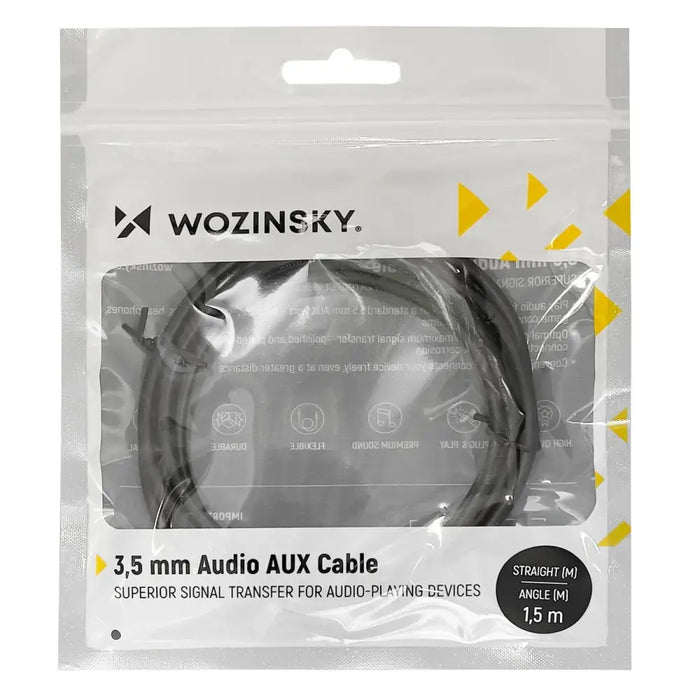 Wozinsky AUX cable angled (male-male) mini jack cable 1.5 m black - Audio cables<<<HurtelXML