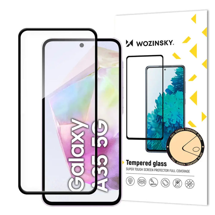 Wozinsky Full Glue Tempered Glass for Samsung Galaxy A35 with black frame - Cell phone tempered glass<<<HurtelXML