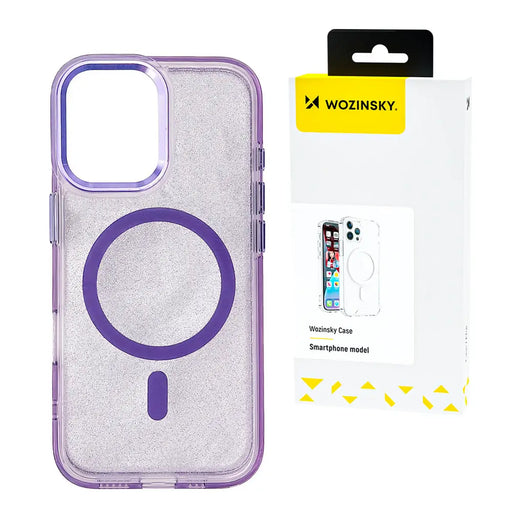 Wozinsky Glitter Case with Mag Safe for Samsung Galaxy S25+ - Purple with Glitter - Cell phone cases