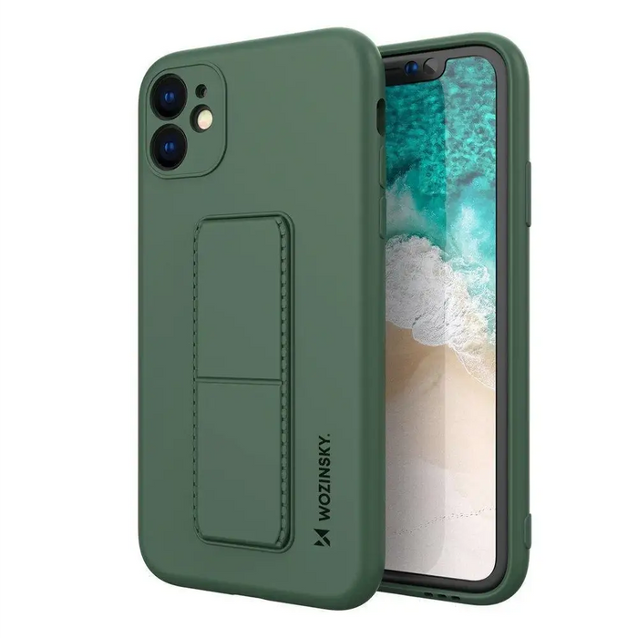 Wozinsky Kickstand Case silicone case with stand for iPhone 12 Pro dark green - Cell phone cases and covers<<<HurtelXML