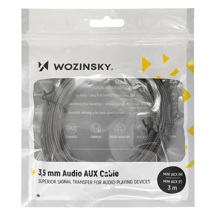 Wozinsky mini jack extension cable (female-male) AUX extension 3 m black - Audio cables<<<HurtelXML